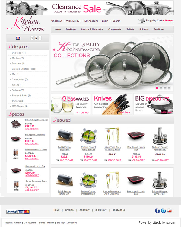 kitchenwares store by cttsolutions web designer in Miami